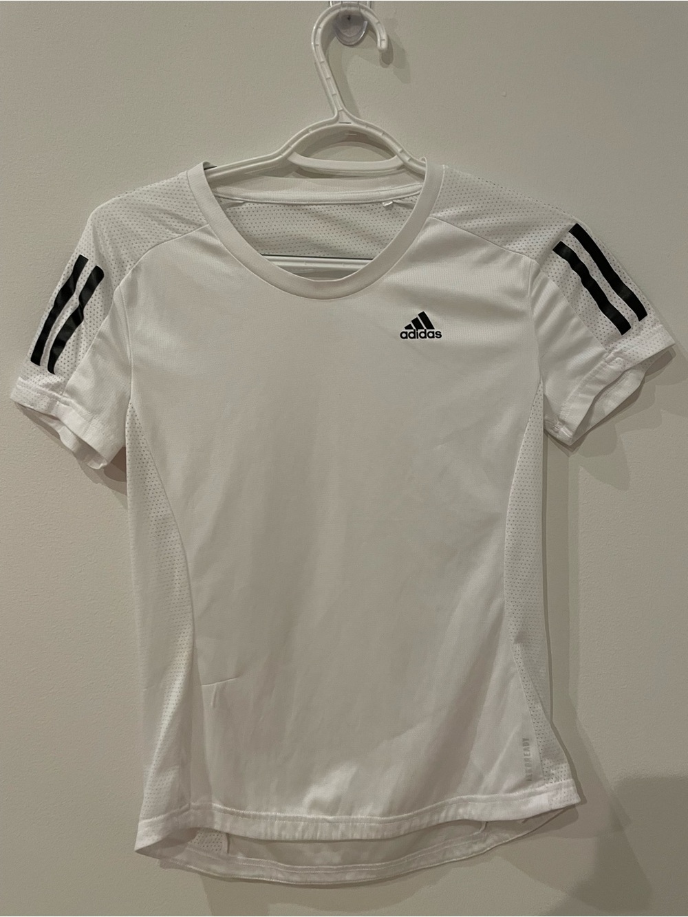 Adidas White Running AeroReady Performance Tee with Black Logo